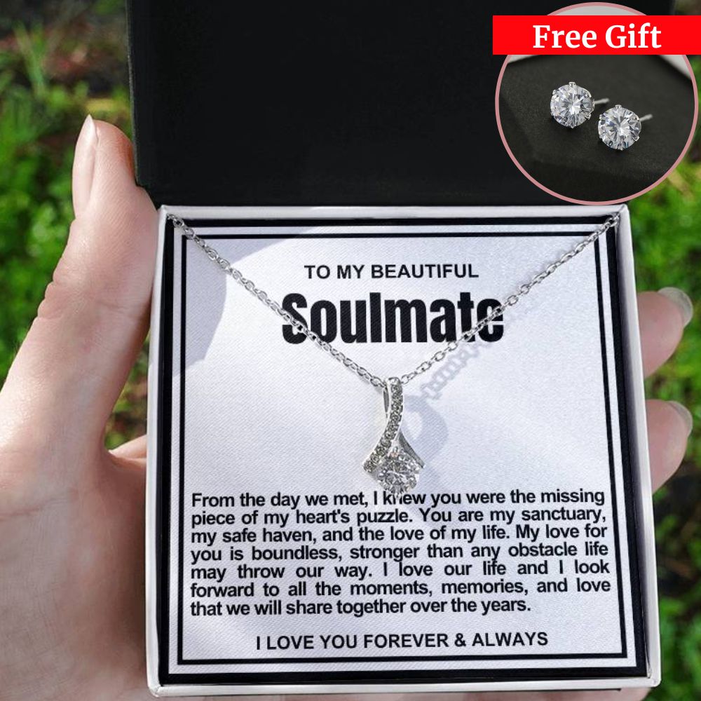 [Almost Sold Out] Soulmate Alluring Beauty Necklace And Free Earrings Gift- Missing piece of my heart's puzzle