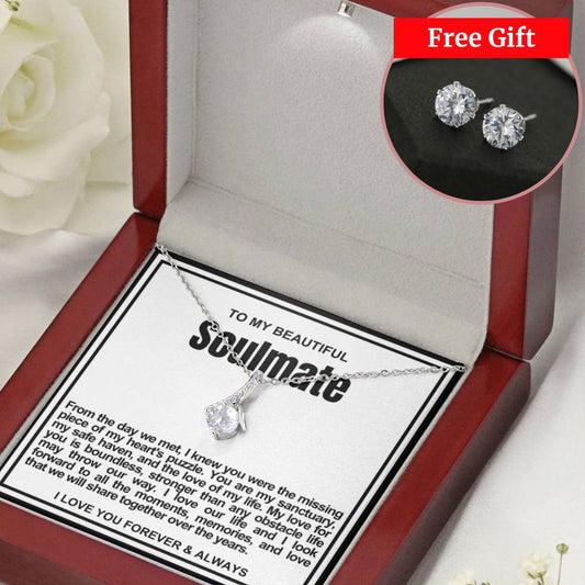 [Almost Sold Out] Soulmate Alluring Beauty Necklace And Free Earrings Gift- Missing piece of my heart's puzzle