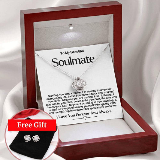 [Almost Sold Out] Soulmate Love Knot Necklace And Free Earrings Gift-My True Love