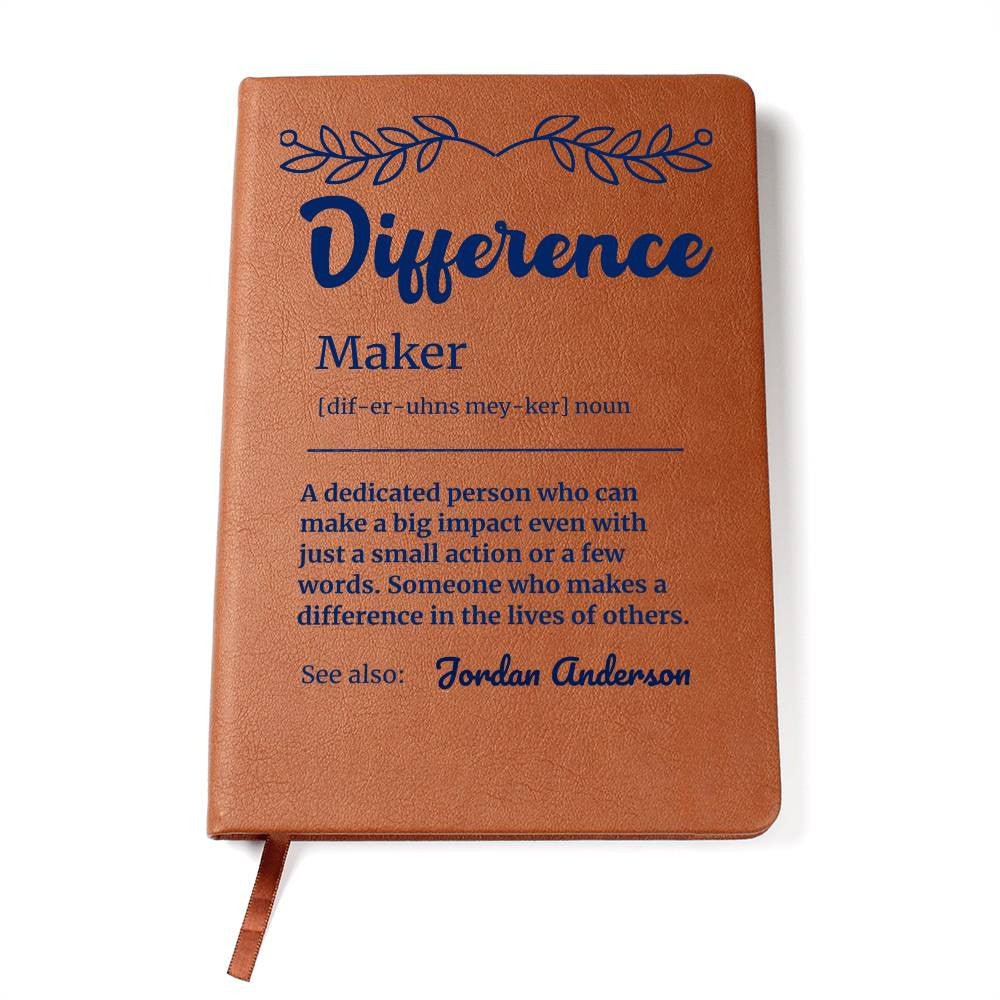 Personalized Difference Maker Journal, Difference Maker Gift, Difference Maker Definition Gift, Mentor Appreciation Gift, Custom Leader Gift