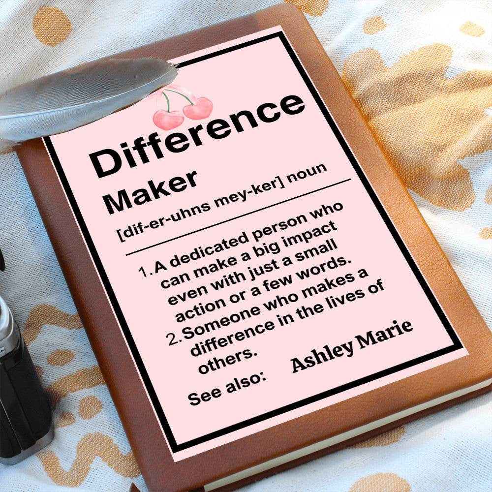 Coquette Personalized Difference Maker Journal, Difference Maker Gift, Difference Maker Definition Gift, Mentor Appreciation Gift