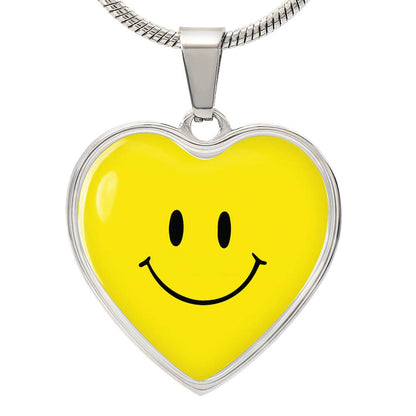 Yellow Smiley Face Heart Luxury Necklace