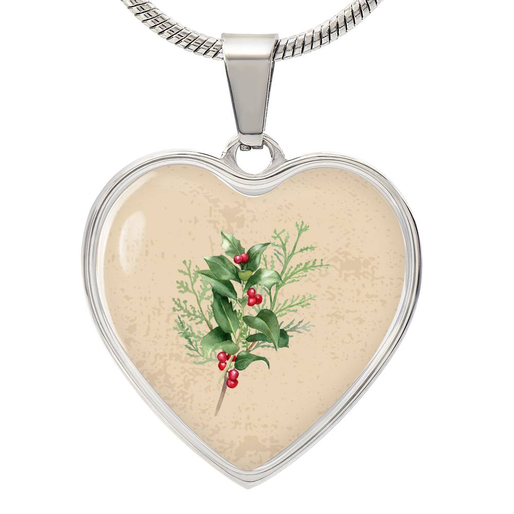 Holly December Birth Flower Heart Luxury Necklace