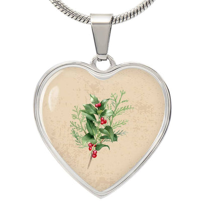 Holly December Birth Flower Heart Luxury Necklace