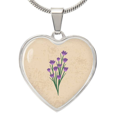 Violet  February Birth Flower Heart Luxury Necklace
