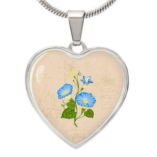 Morning Glory September Birth Flower Heart Luxury Necklace