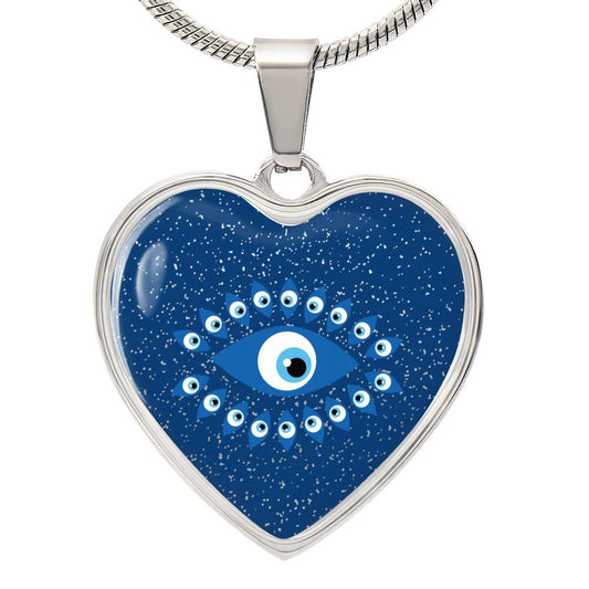 Blue Evil Eye Heart Luxury Necklace