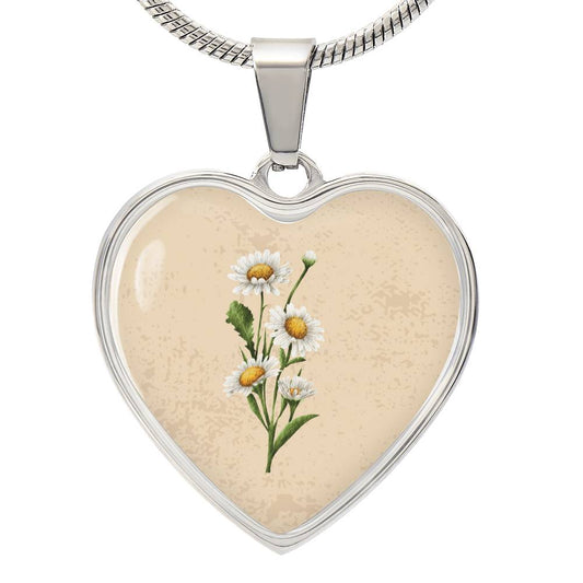 Daisy April Birth Flower Heart Luxury Necklace