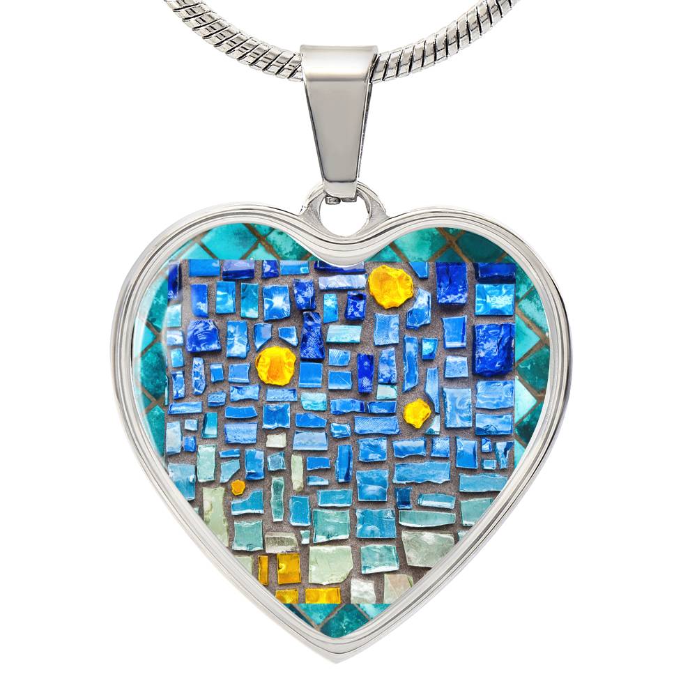 Blue Mosaic Heart Luxury Necklace