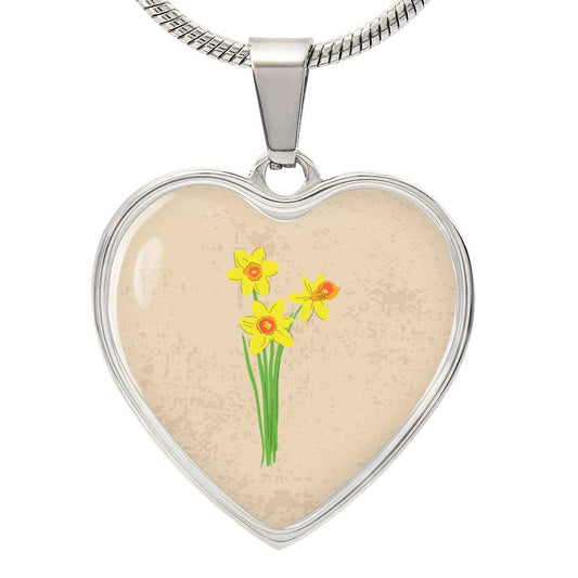 Daffodil March Birth Flower Heart Luxury Necklace