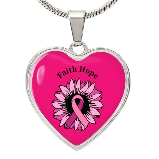 Faith & Hope Breast Cancer Heart Luxury Necklace