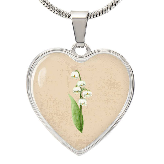 Lily Of The Valley May Birth Flower Heart Luxury Necklace