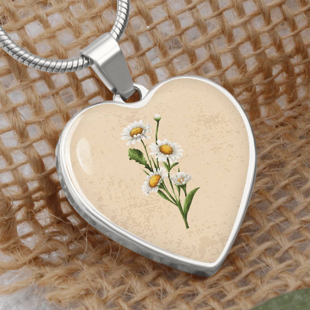 Daisy April Birth Flower Heart Luxury Necklace