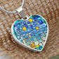 Blue Mosaic Heart Luxury Necklace