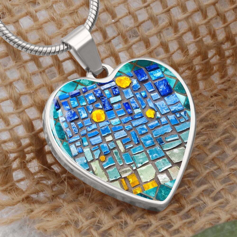 Blue Mosaic Heart Luxury Necklace
