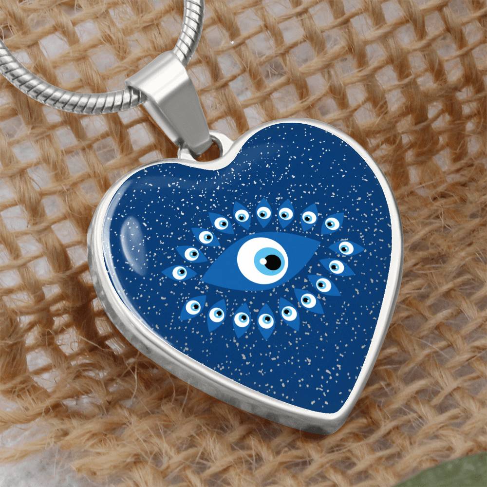 Blue Evil Eye Heart Luxury Necklace