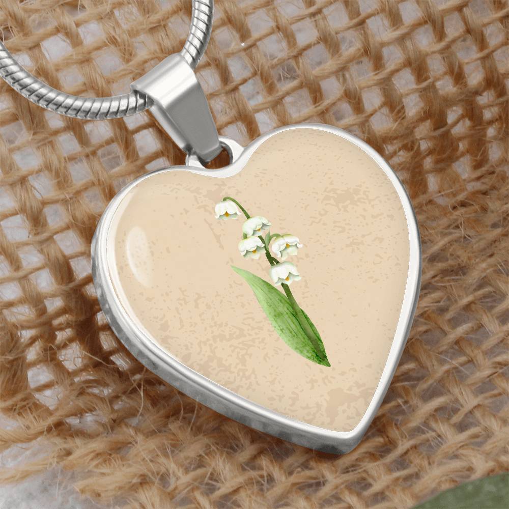 Lily Of The Valley May Birth Flower Heart Luxury Necklace