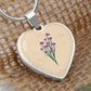 Violet  February Birth Flower Heart Luxury Necklace