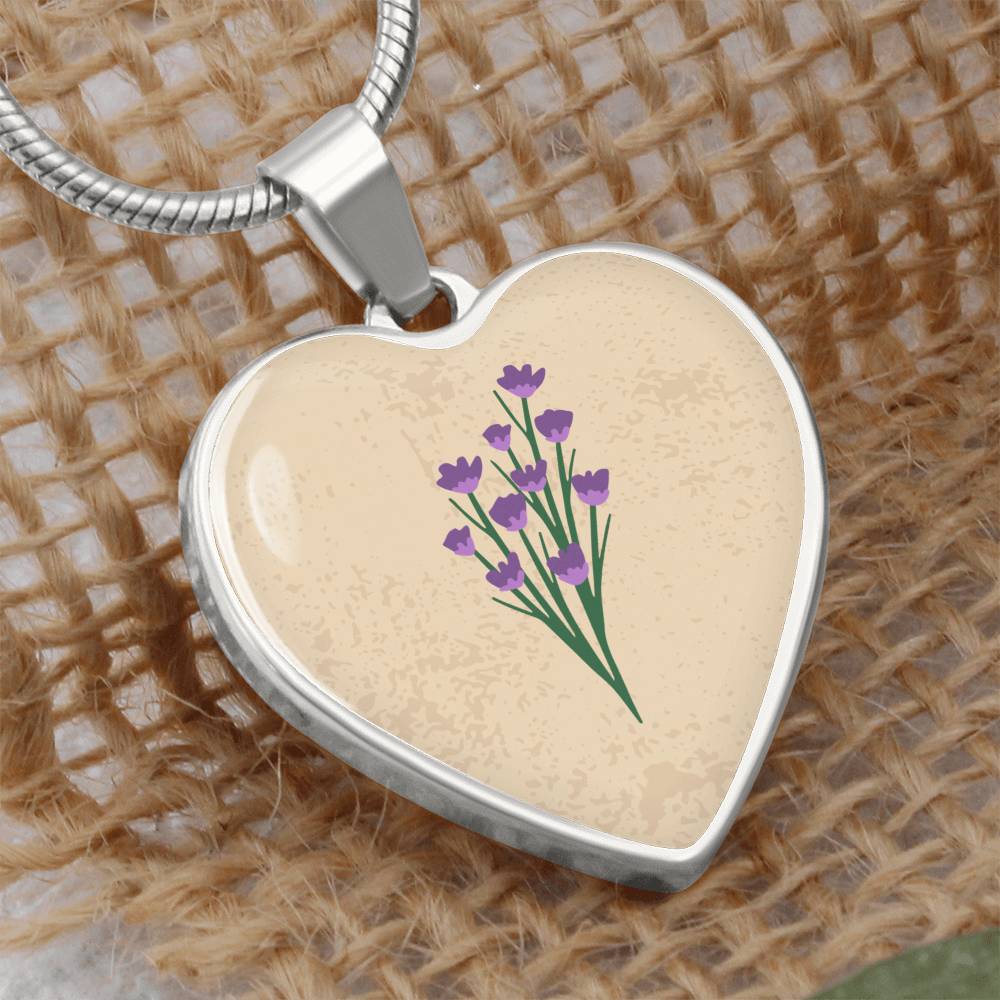 Violet  February Birth Flower Heart Luxury Necklace