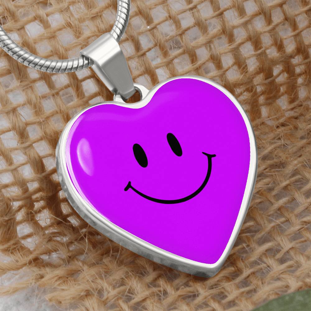 Purple Smiley Face Heart Luxury Necklace