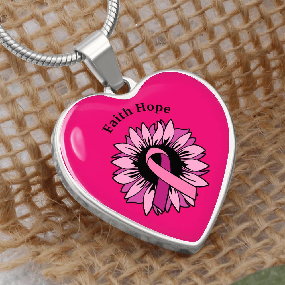 Faith & Hope Breast Cancer Heart Luxury Necklace