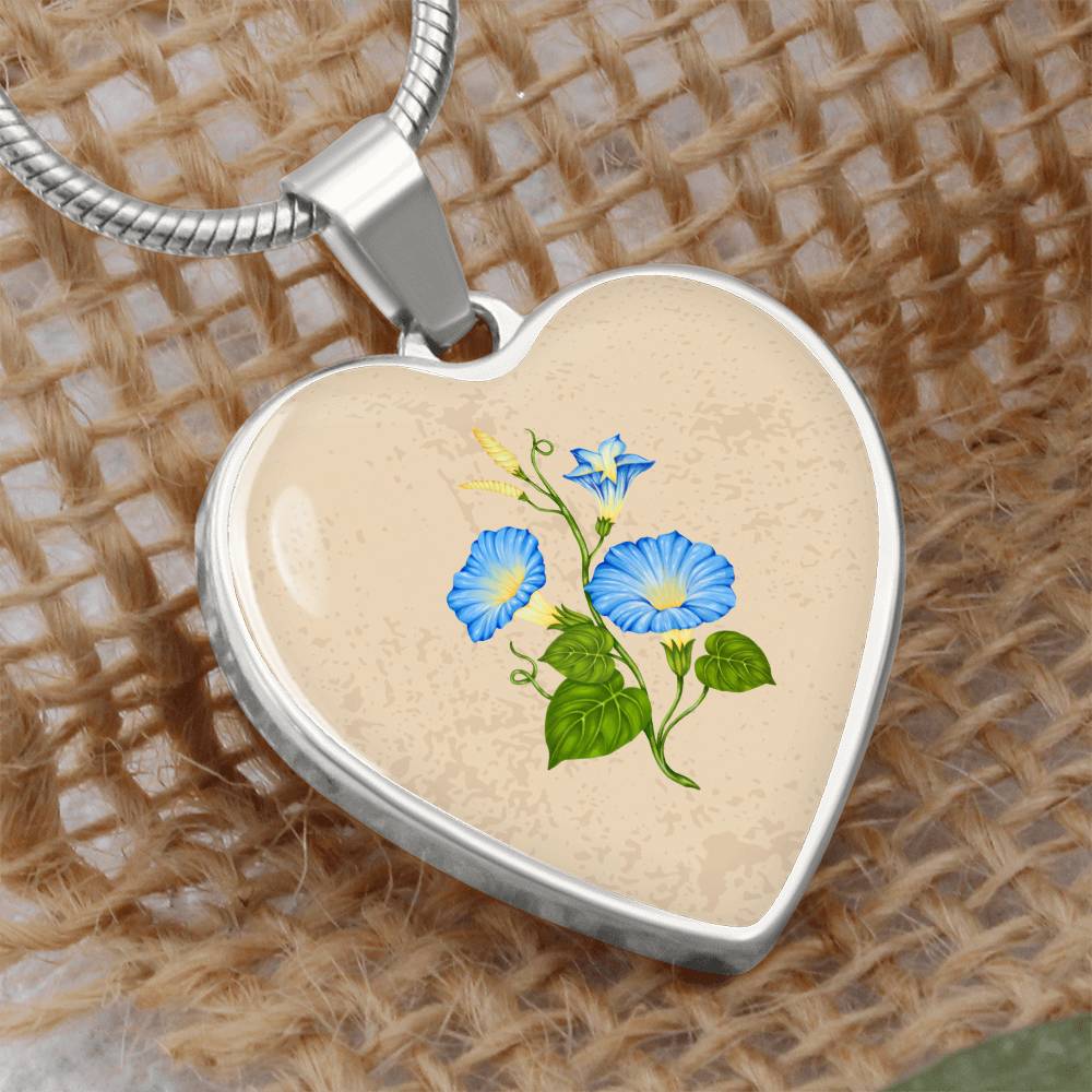 Morning Glory September Birth Flower Heart Luxury Necklace