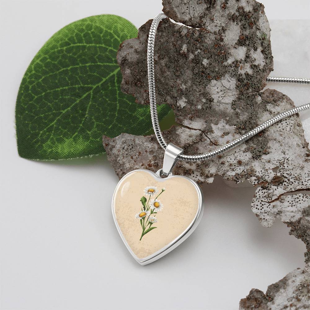 Daisy April Birth Flower Heart Luxury Necklace