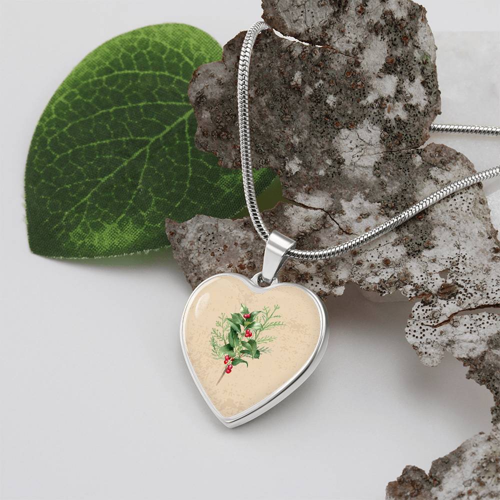 Holly December Birth Flower Heart Luxury Necklace