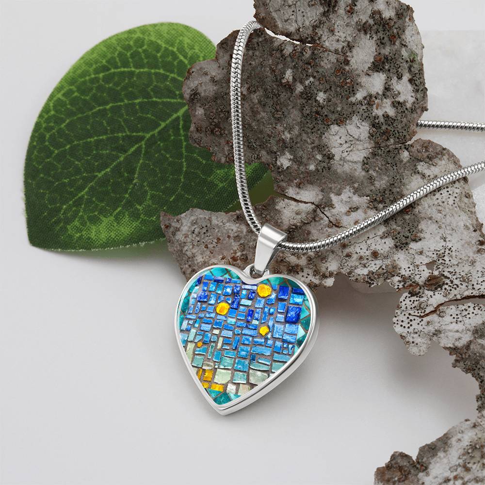 Blue Mosaic Heart Luxury Necklace