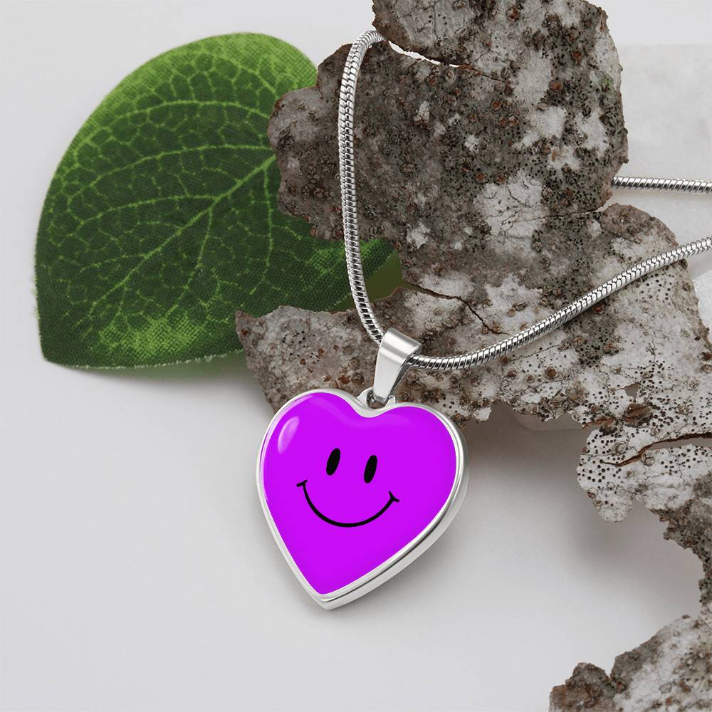 Purple Smiley Face Heart Luxury Necklace