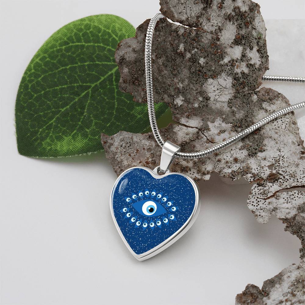 Blue Evil Eye Heart Luxury Necklace