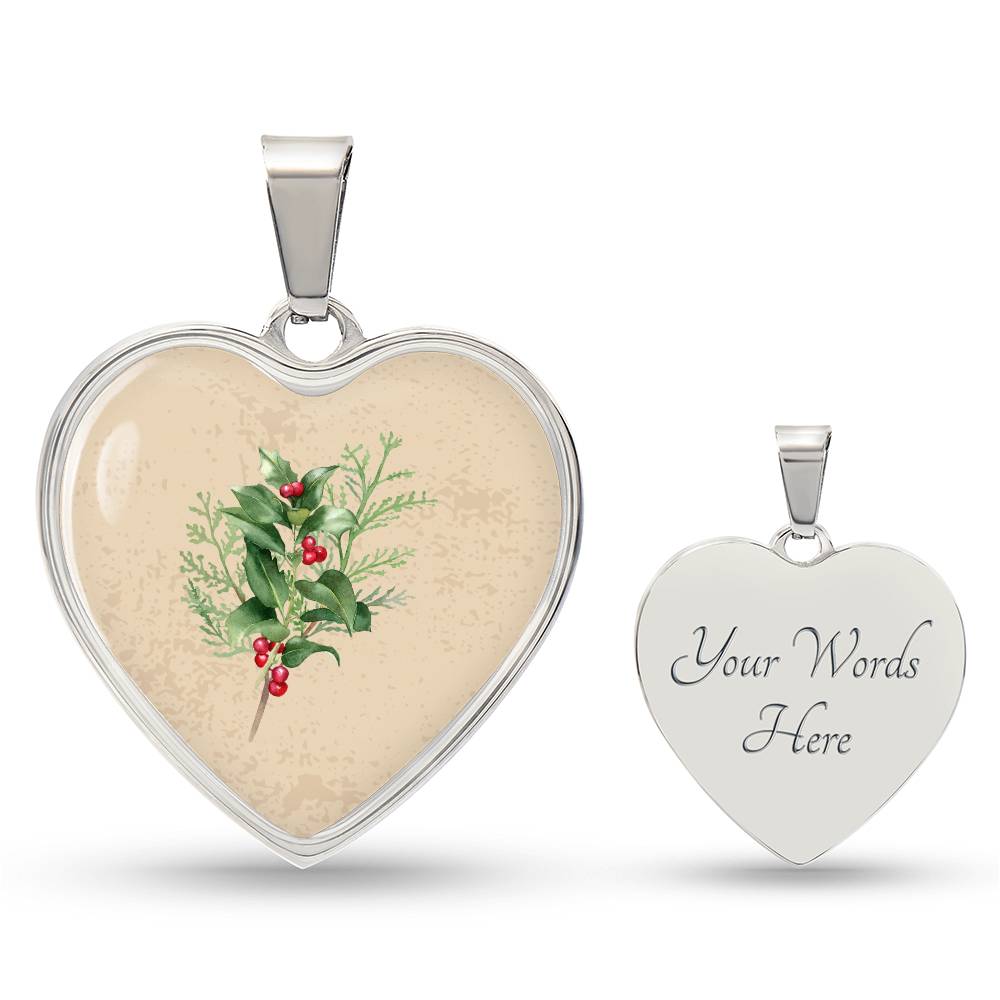 Holly December Birth Flower Heart Luxury Necklace