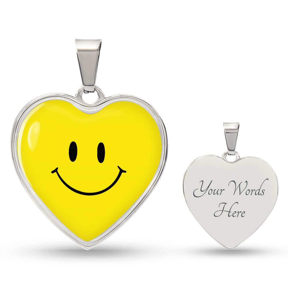 Yellow Smiley Face Heart Luxury Necklace