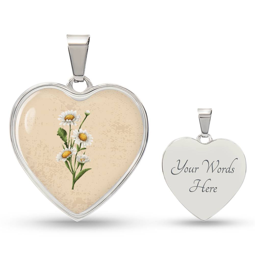 Daisy April Birth Flower Heart Luxury Necklace