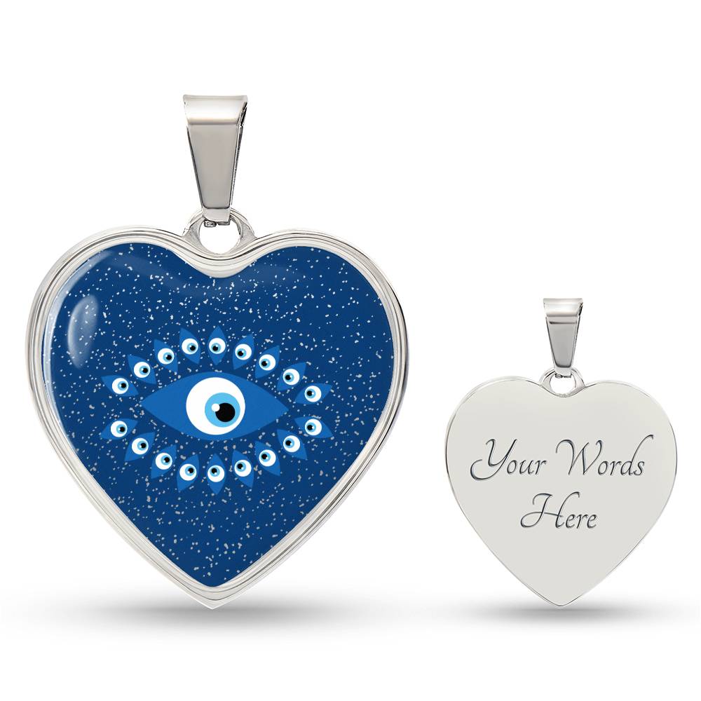Blue Evil Eye Heart Luxury Necklace