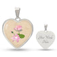 Water Lily July Birth Flower Heart Luxury Necklace
