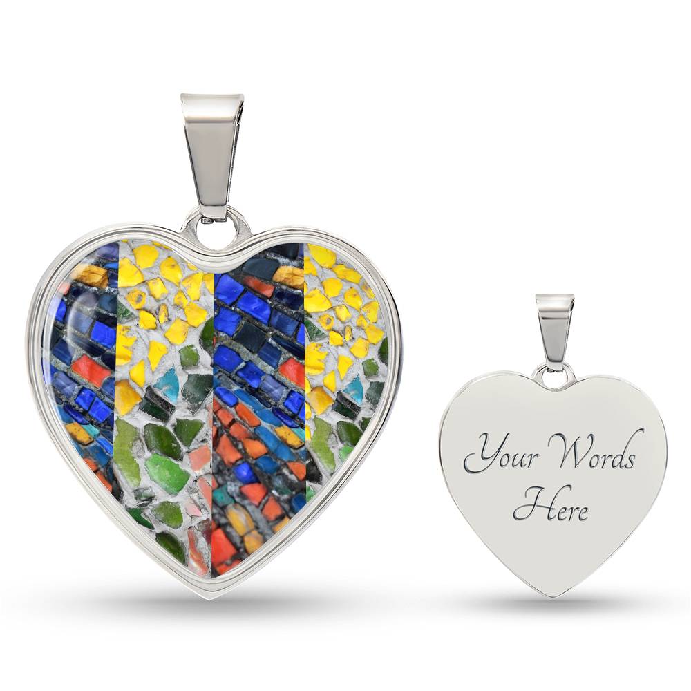 Yellow & Blue Mosaic Heart Luxury Necklace