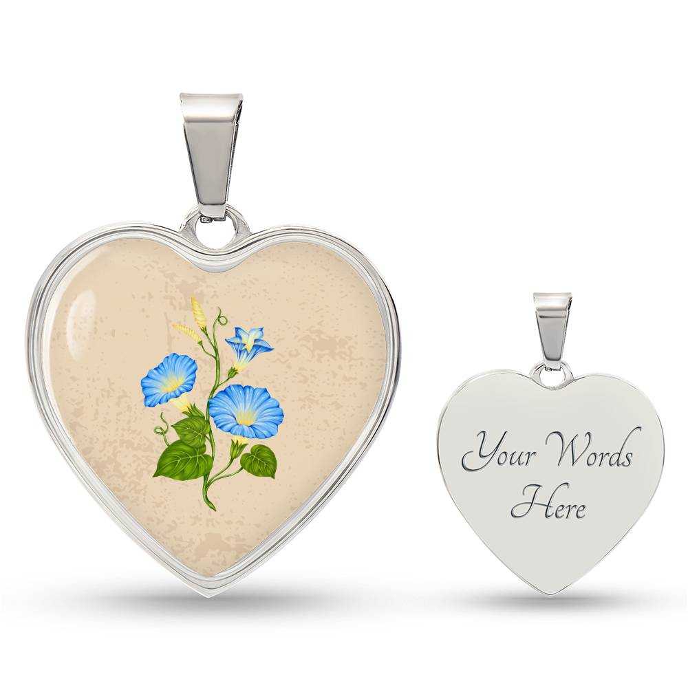 Morning Glory September Birth Flower Heart Luxury Necklace