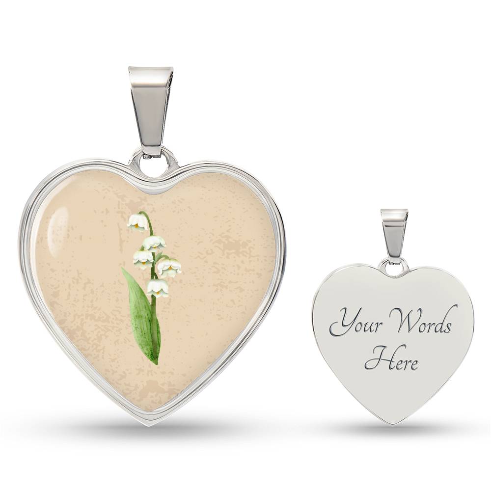 Lily Of The Valley May Birth Flower Heart Luxury Necklace