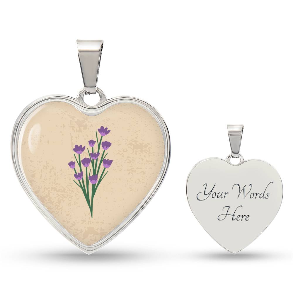 Violet  February Birth Flower Heart Luxury Necklace