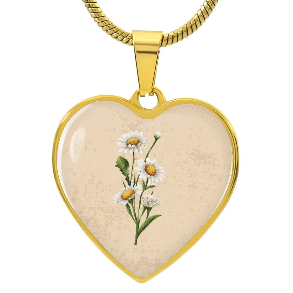 Daisy April Birth Flower Heart Luxury Necklace