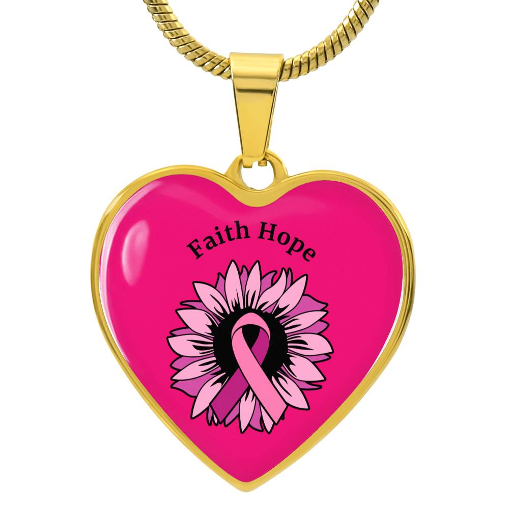 Faith & Hope Breast Cancer Heart Luxury Necklace