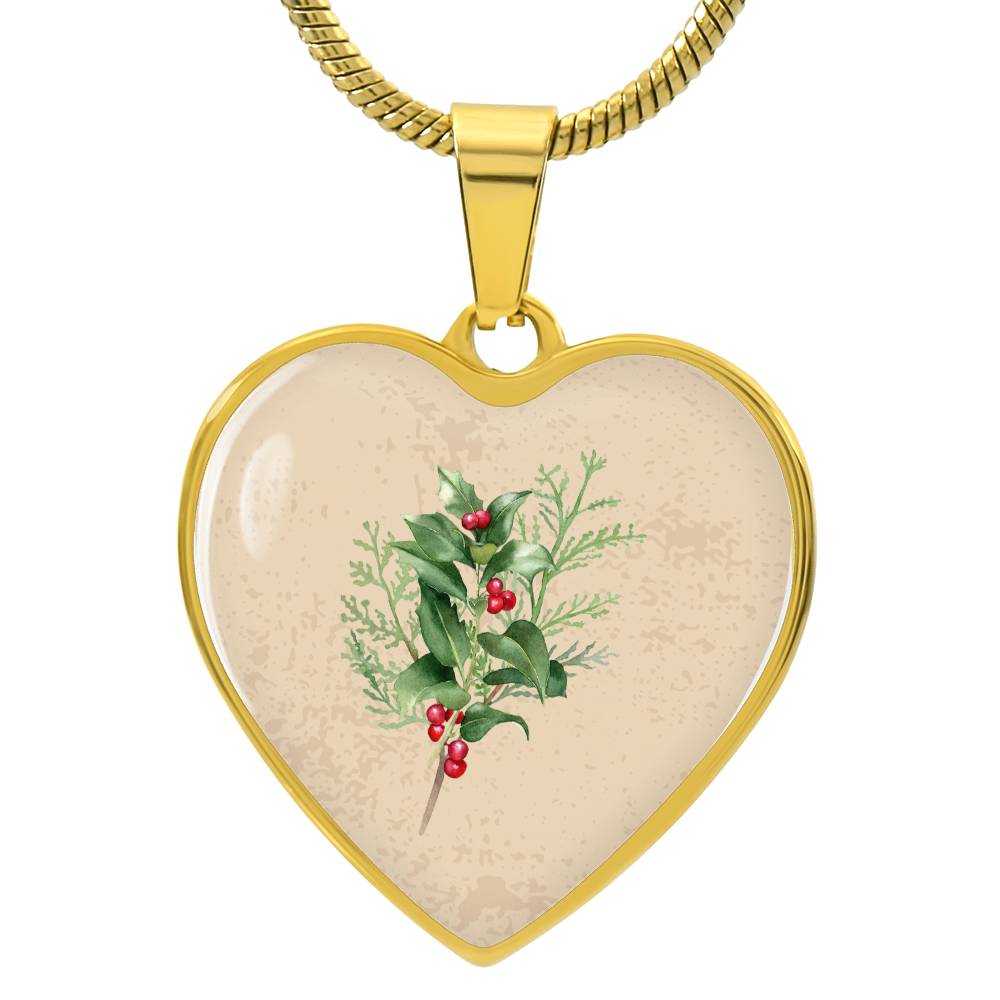 Holly December Birth Flower Heart Luxury Necklace