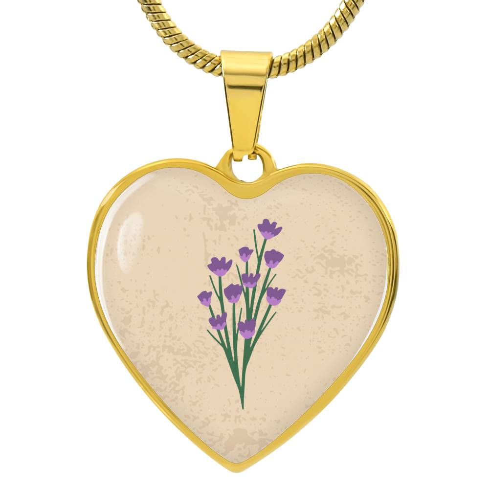Violet  February Birth Flower Heart Luxury Necklace
