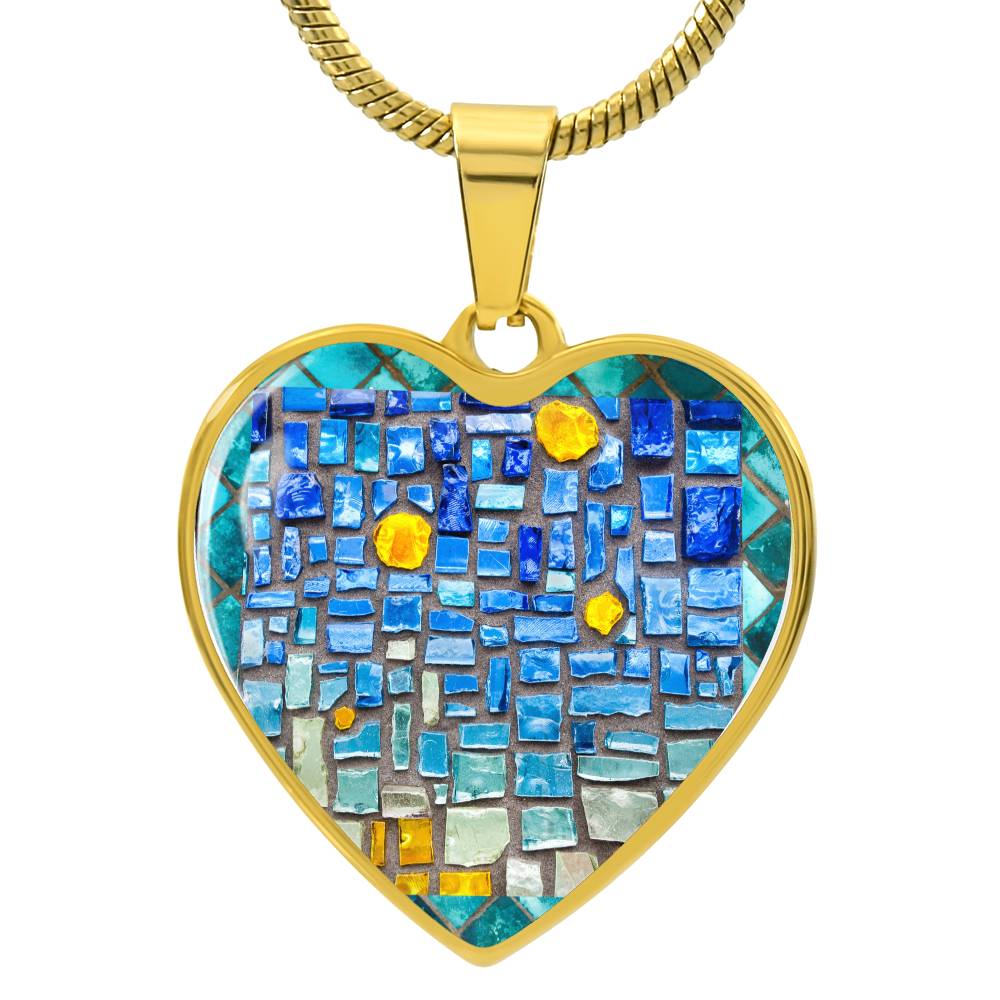 Blue Mosaic Heart Luxury Necklace