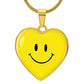 Yellow Smiley Face Heart Luxury Necklace