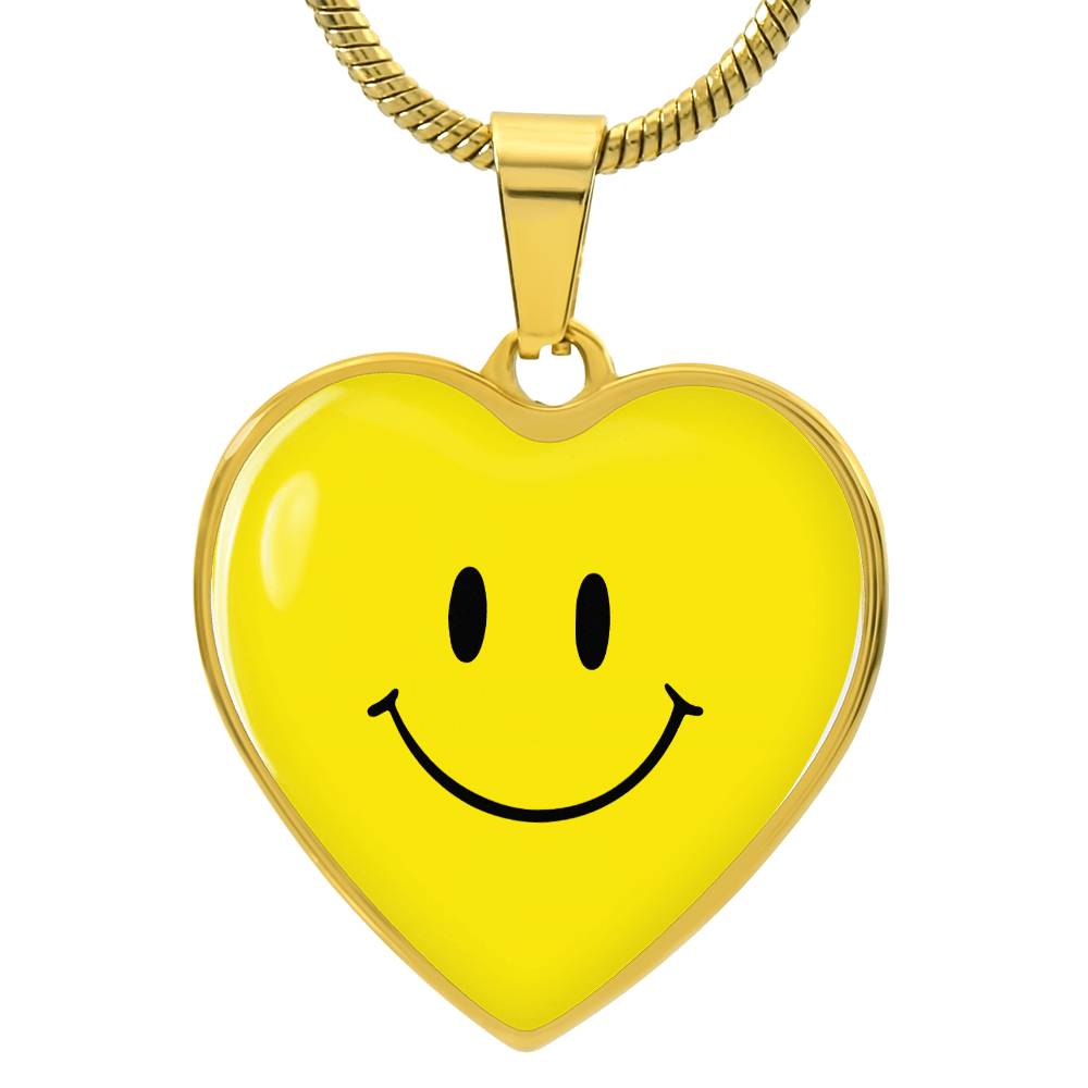 Yellow Smiley Face Heart Luxury Necklace