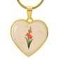 Gladiolus  August Birth Flower Heart Luxury Necklace