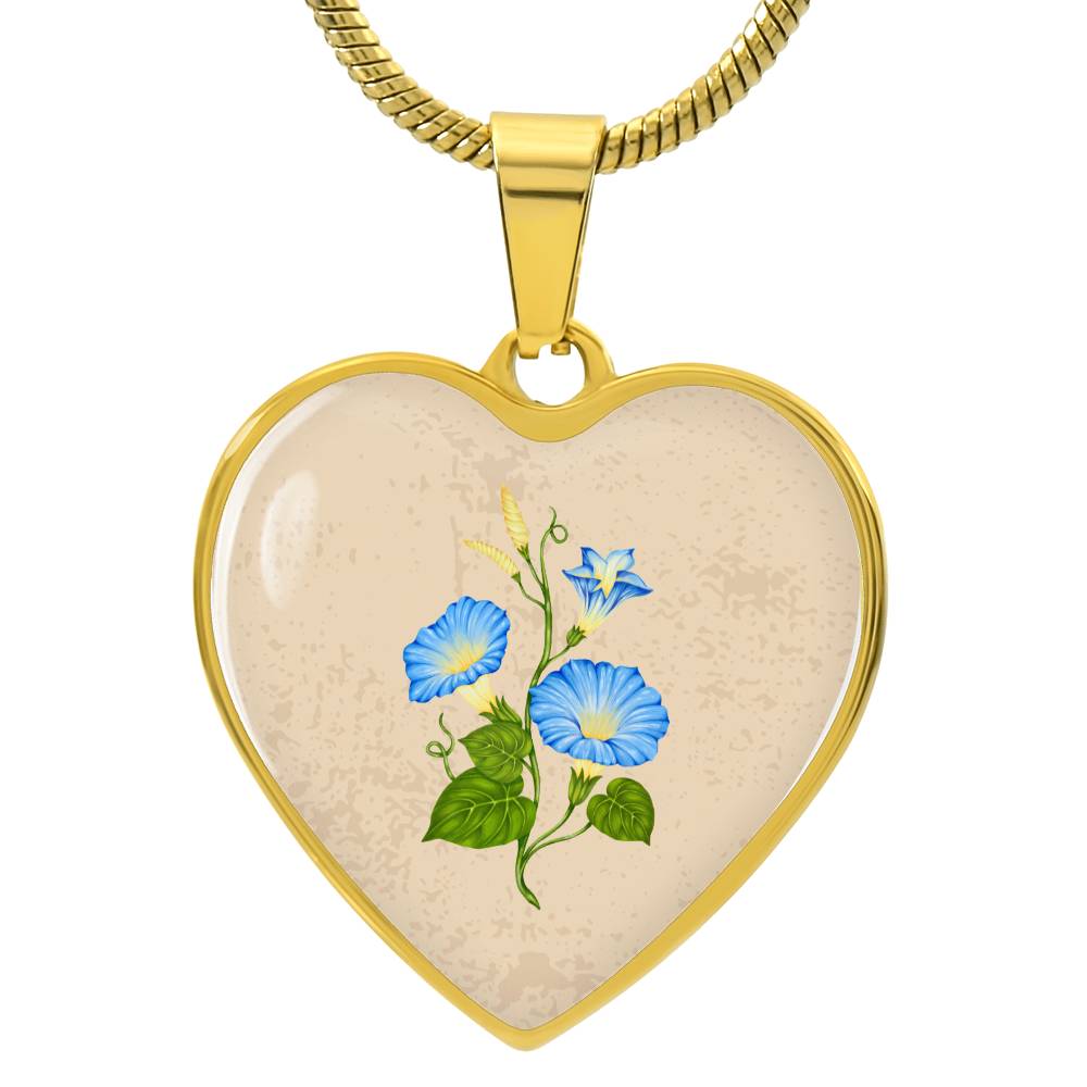 Morning Glory September Birth Flower Heart Luxury Necklace