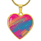Dreamy Pink And Blue Glitter Luxury Heart Necklace